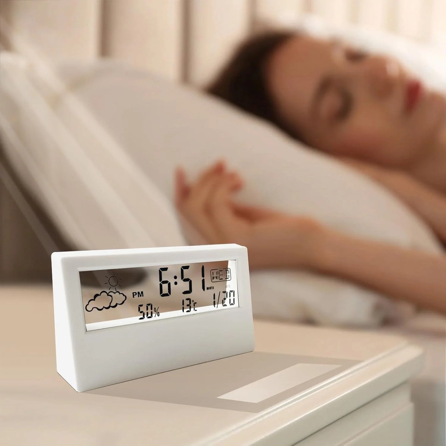 Transparent Glass Desk Alarm Clock সচ্ছ গ্লাস টেবিল ঘড়ি