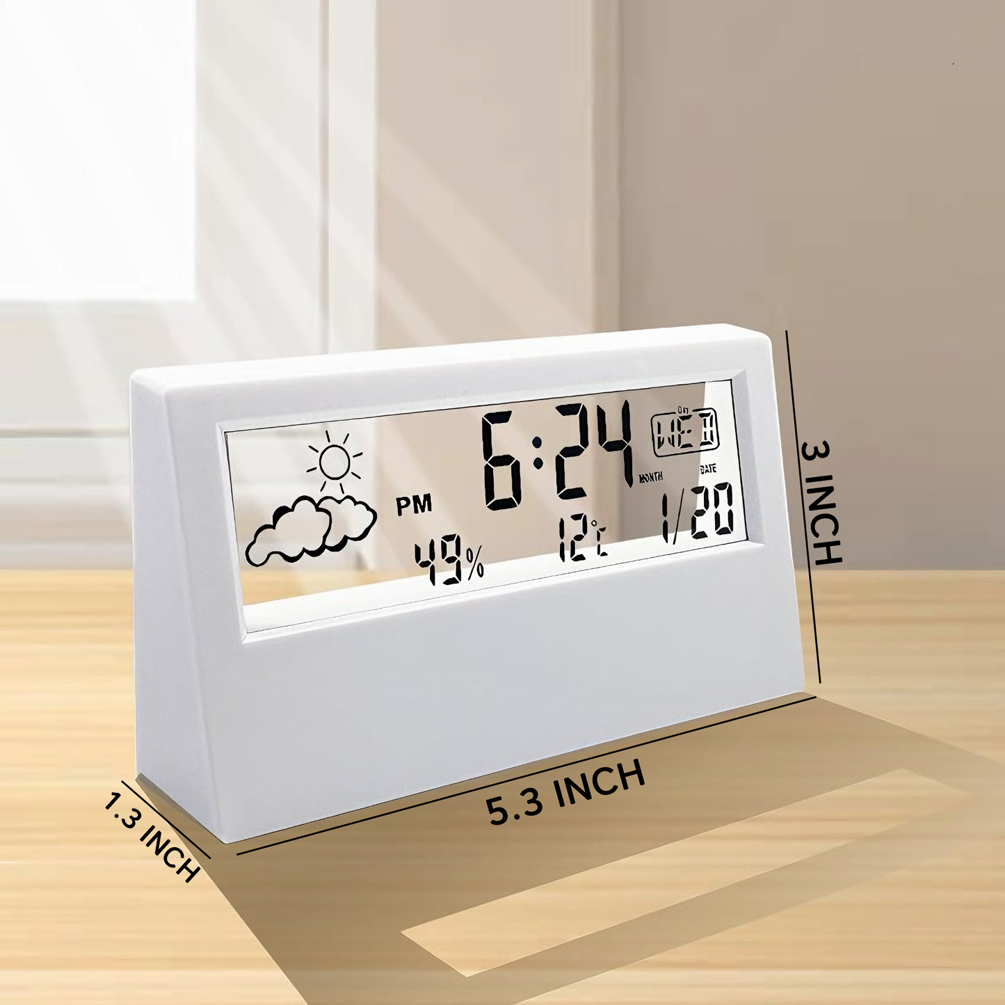 Transparent Glass Desk Alarm Clock সচ্ছ গ্লাস টেবিল ঘড়ি