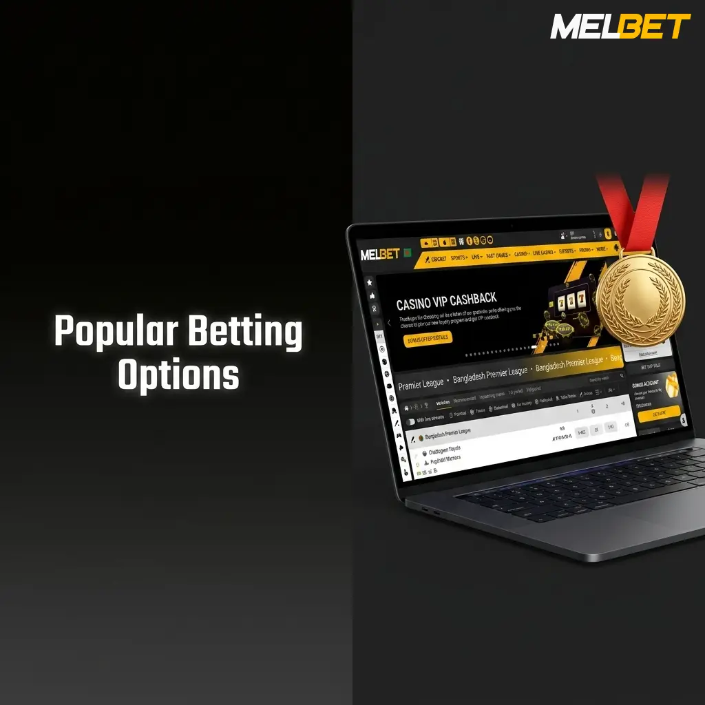 Popular betting options available on Melbet for Bangladesh bettors including various market types and play styles